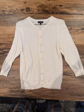 The Limited Cream Open-Knit Button Cardigan